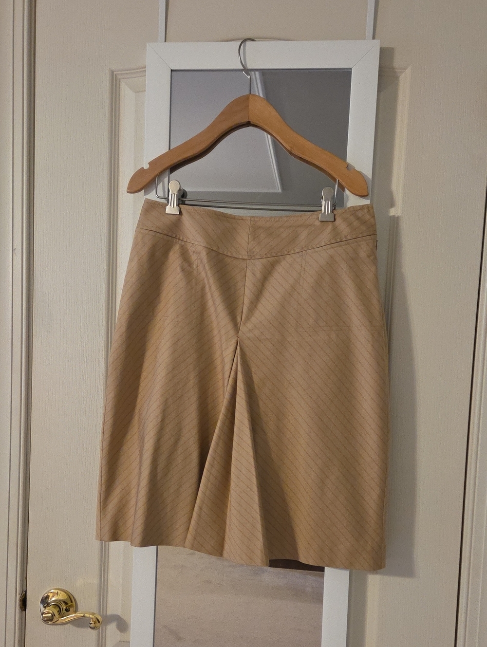 Ann Taylor Tan Pinstripe A-Line Skirt